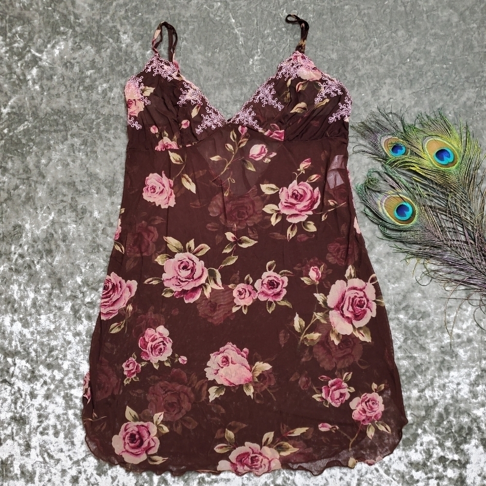 Avon Rose Print Sheer Slip‎